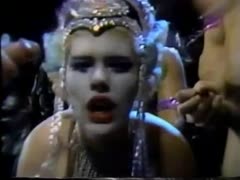 Three men slick and finger fuck a single, alluring queen.